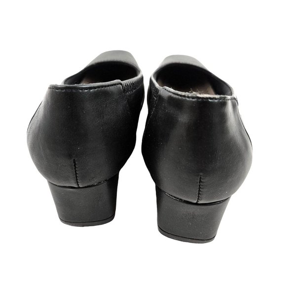 Fanfares Shoes Womens 7.5 Black June Square Toe Low Wedge Heel Slip On - Picture 4 of 10